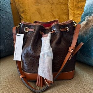 NWT Authentic SMALL DRAWSTRING OSTRICH DOONEY AND BOURKE